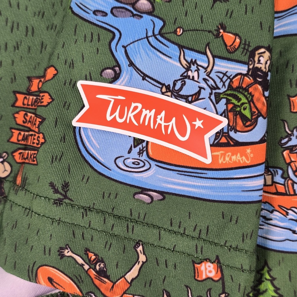 Waggle Turman Paul Bunyan Golf Polo Shirt L Green Blue Ox Performance Funky View 6